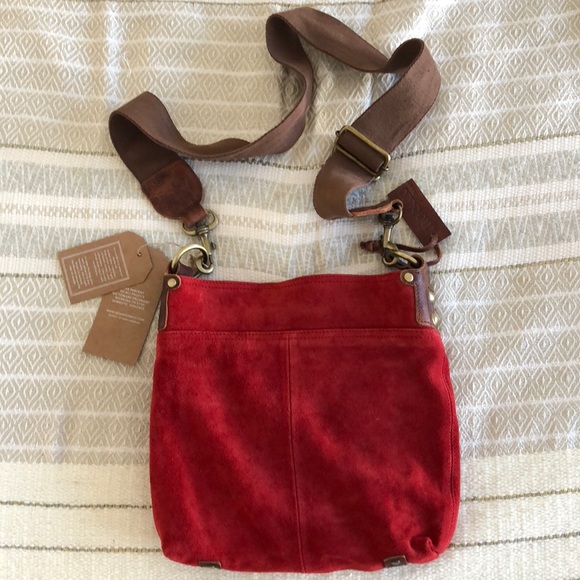 Red Suede Cross Body Bag - Picture 2 of 5